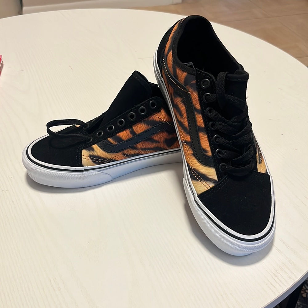 Brand new, never worn, tiger print, Old Skool Vans